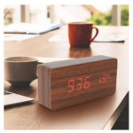 AK82 Reloj despertador tipo madera LED rectangula moderno (13)