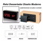 AK82 Reloj despertador tipo madera LED rectangula moderno (16)